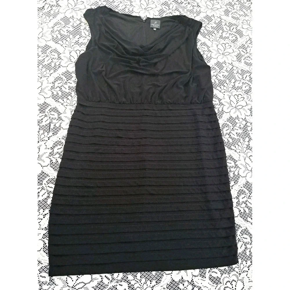 Black Sleeveless Cowl Neck Sheath Dress